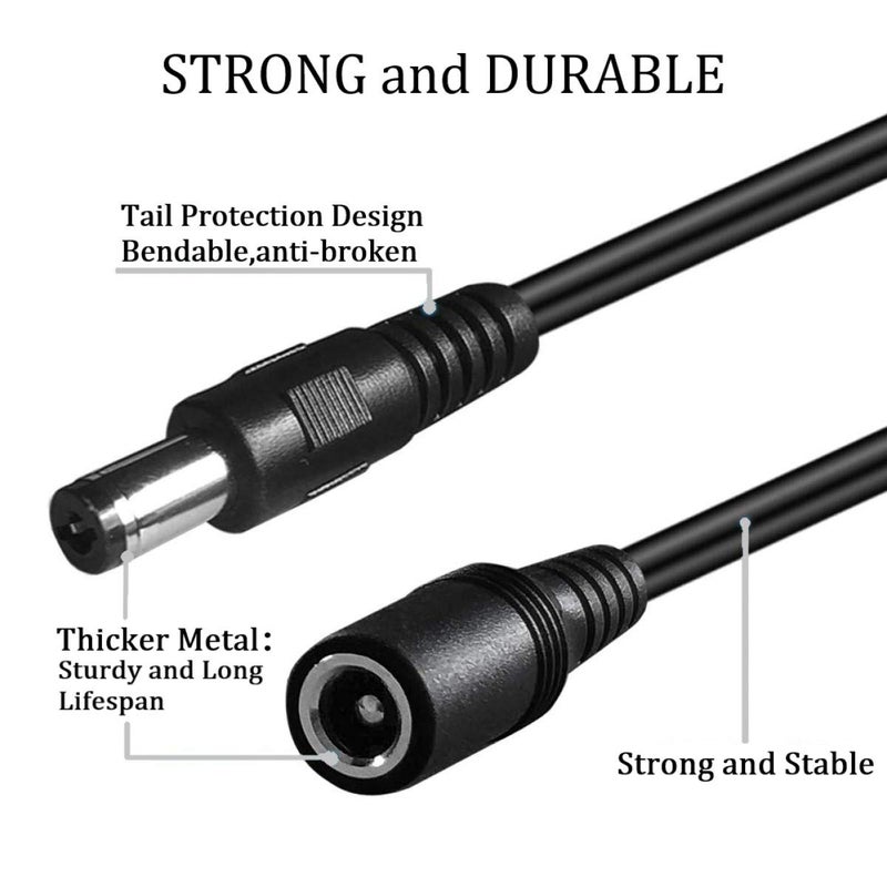 DaFuRui 5Pcs Male to Female DC Extension Cable 3.3ft/1Meter, 5.5mm x 2.1mm Extension Cord DC Plugs Extension Cable 12V Led Extension Cables for CCTV Security Camera and 5~24VDC LED Light Strips - Image 4